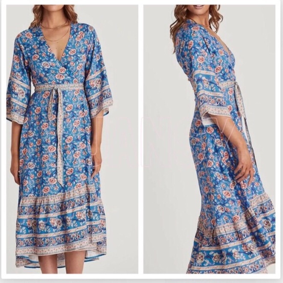 Bohemian Floral Wrap Dress - Picture 5 of 8